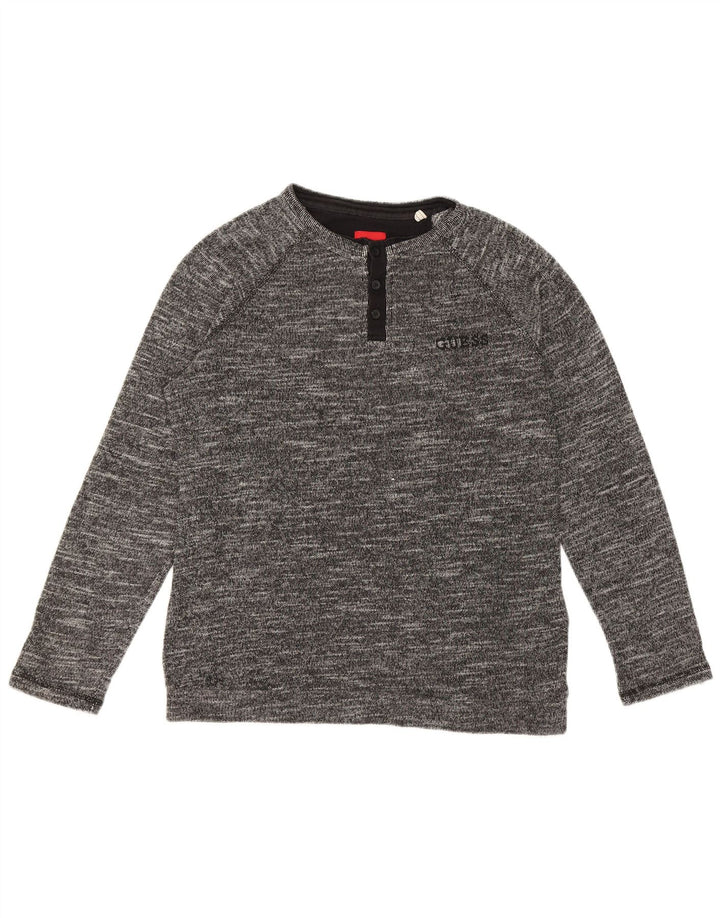 Guess Top de manga larga para hombre de algodón moteado gris grande