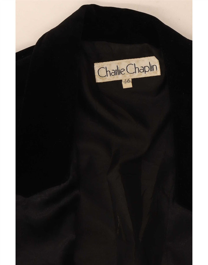 Charlie Chaplin Chaqueta Blazer de Terciopelo con 1 botón para Mujer IT 46 Grande Negro