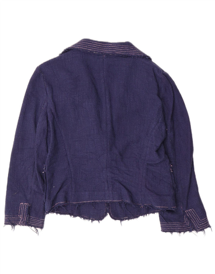 Zara Chaqueta Blazer con 1 Botón y Manga 3/4 para Mujer EU 40 Algodón Azul Marino Mediano