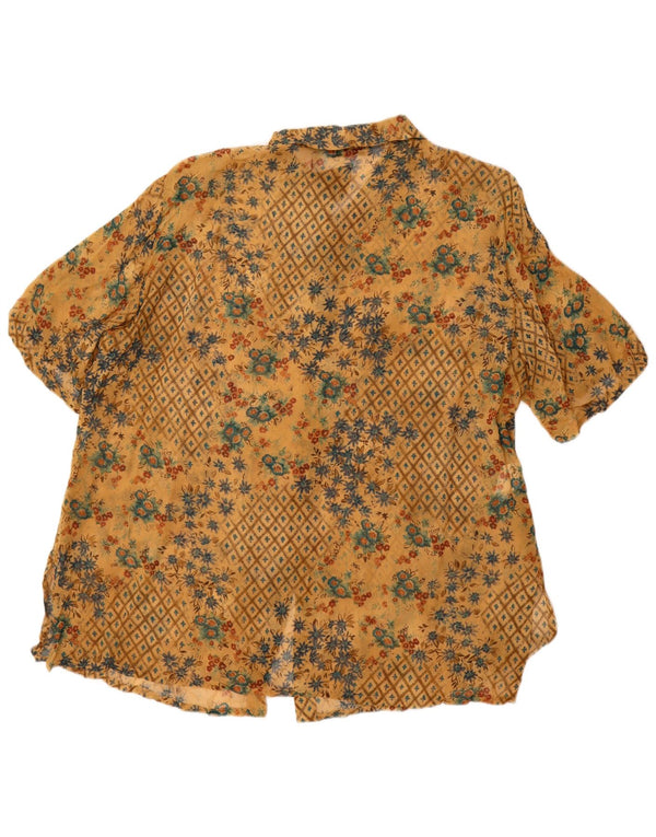 ELENA MIRO Blusa de manga corta para mujer UK 20 2XL Amarillo Floral