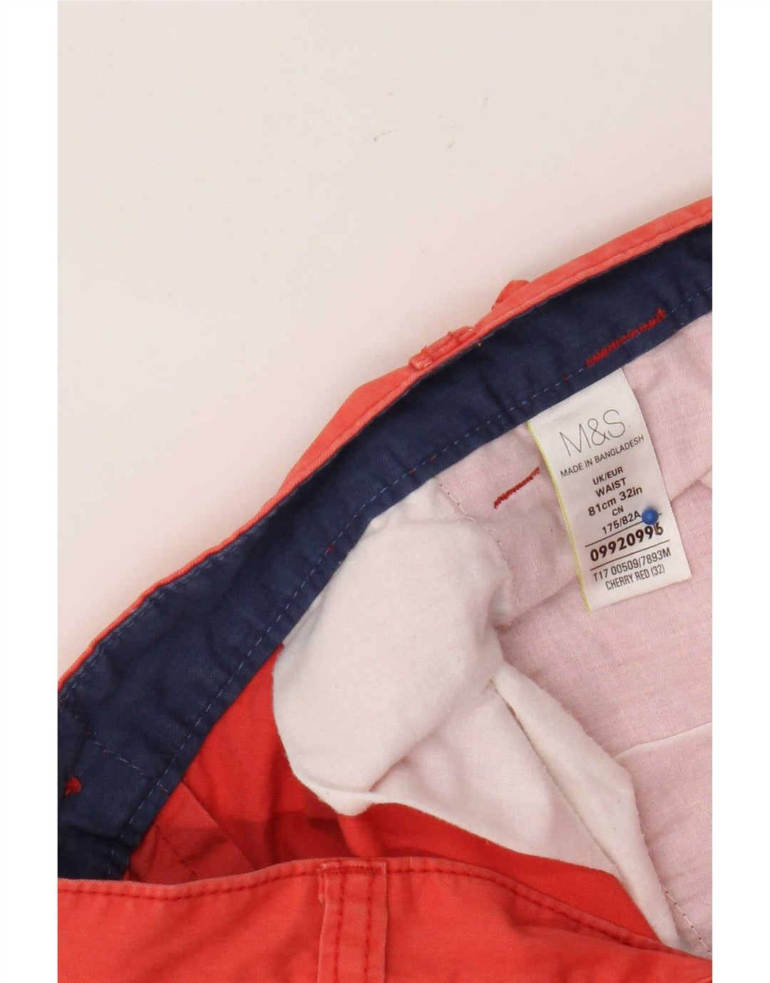 Marks & Spencer Pantalones cortos tipo cargo para hombre W32 Algodón rojo mediano
