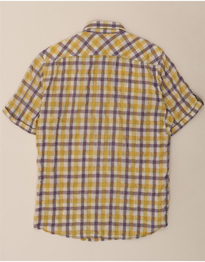 Marlboro Classics Camisa de manga corta para hombre 2XL Algodón a cuadros amarillo