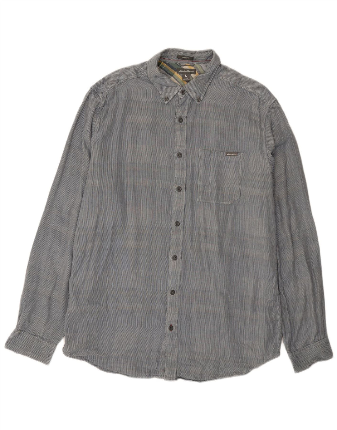 EDDIE BAUER Camisa alta de corte clásico para hombre Algodón azul grande