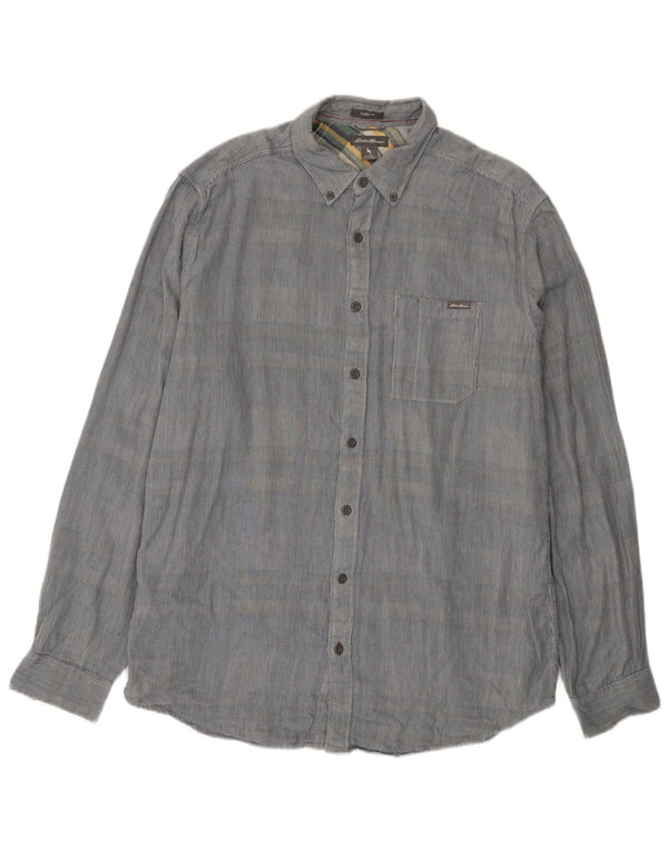 EDDIE BAUER Camisa alta de corte clásico para hombre Algodón azul grande