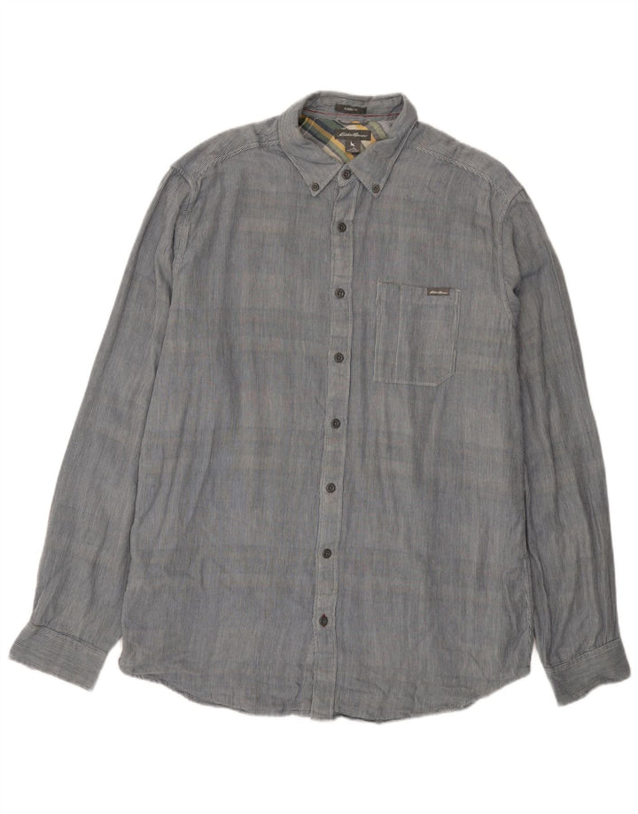 EDDIE BAUER Camisa alta de corte clásico para hombre Algodón azul grande