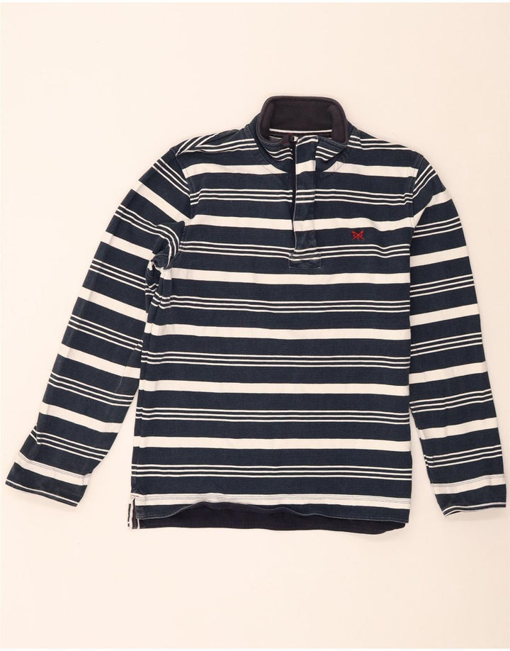 Crew Clothing - Sudadera con cuello y cremallera para hombre, color azul marino, a rayas