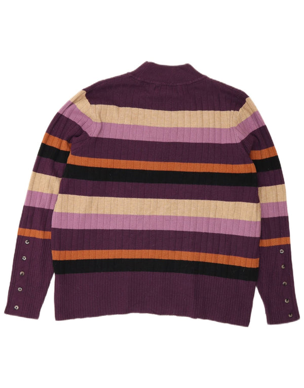 Marks & Spencer Suéter con Cuello Alto para Mujer UK 40 XL Rayas Púrpuras
