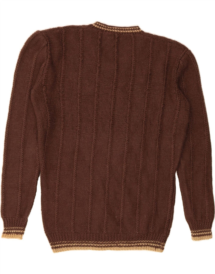 VINTAGE Suéter tipo jersey con cuello en V para hombre Marrón medio