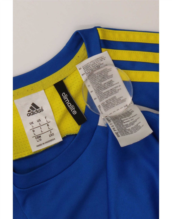 Adidas Hombre Climalite Camiseta Top Grande Azul Colorblock Poliéster