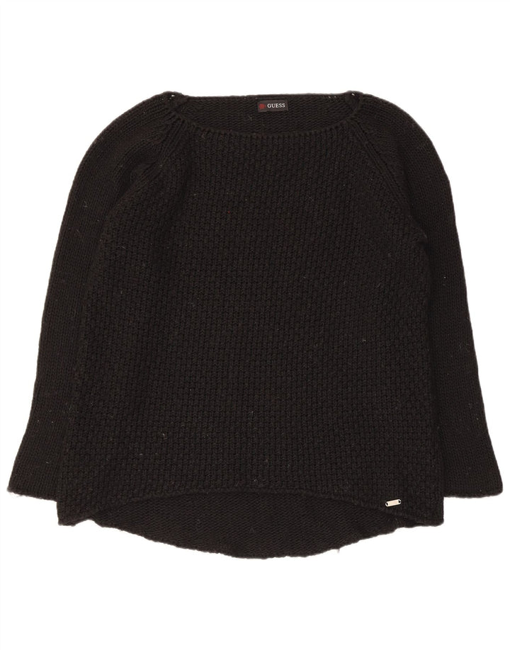 Guess Suéter tipo jersey con cuello barco para mujer UK 12 Medium Black