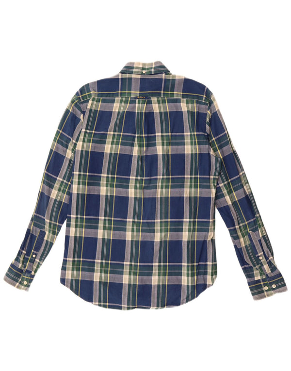 Camisa Gant Regular Fit De Algodón A Cuadros Azul Marino Medio