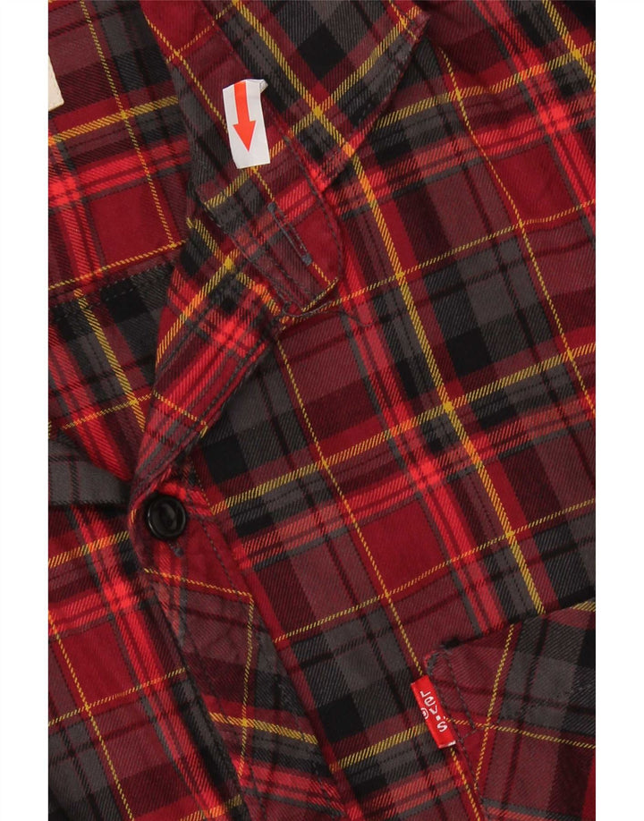 Levi's Camisa de franela slim fit XL a cuadros rojos para hombre