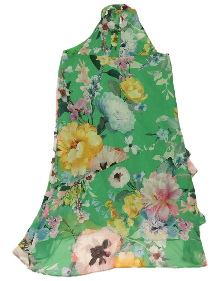 Vestido Halter Lipsy Mujer UK 40 Poliéster Floral Verde Medio