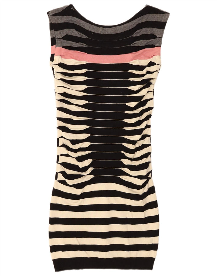 Ted Baker Vestido ajustado sin mangas para mujer talla 2 pequeño negro a rayas