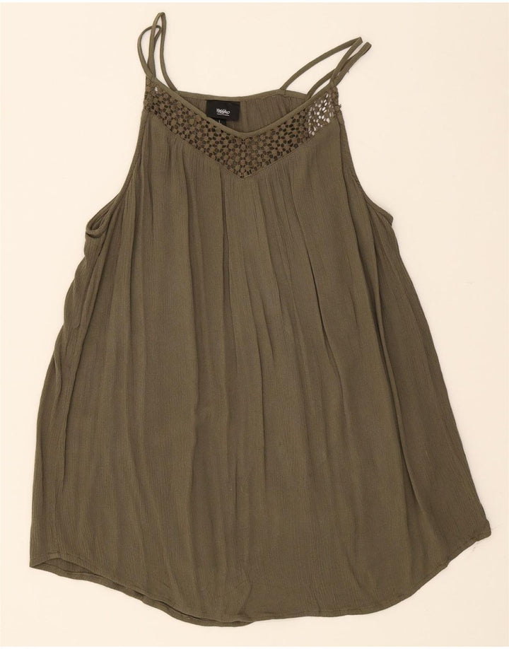 MOSSIMO Womens Sleeveless Blouse Top UK 16 Large Khaki Rayon Vintage Mossimo and Second-Hand Mossimo from Messina Hembry 