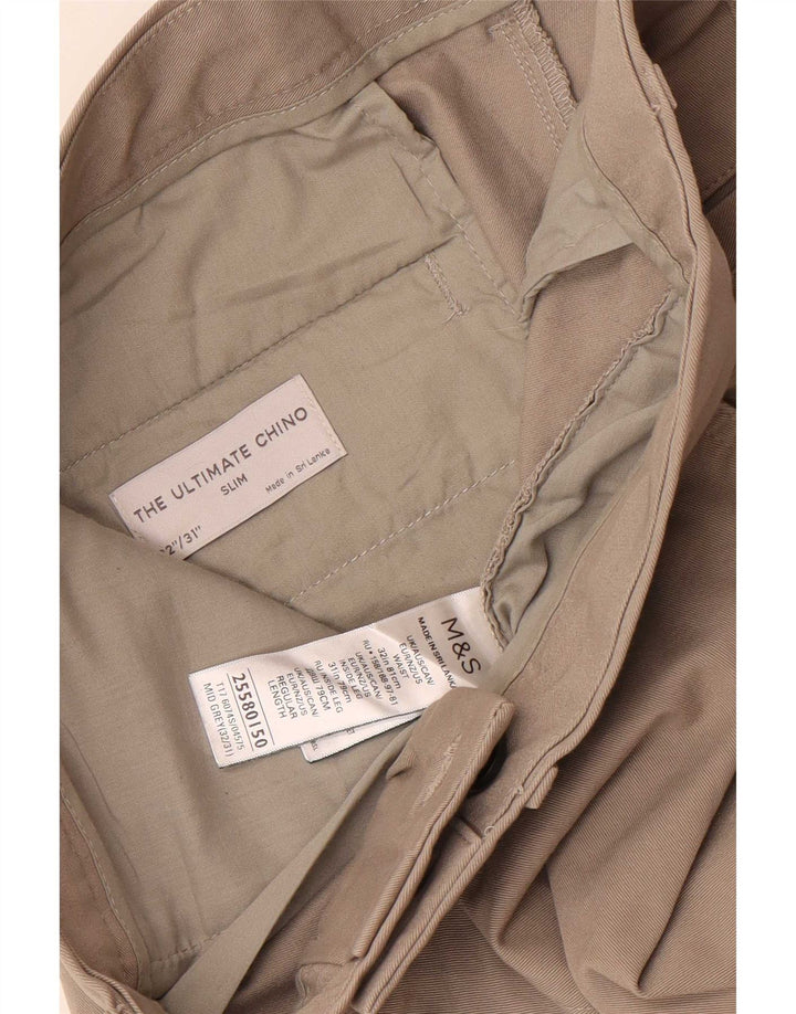 Marks & Spencer Pantalones chinos ajustados para hombre W32 L31 Algodón gris