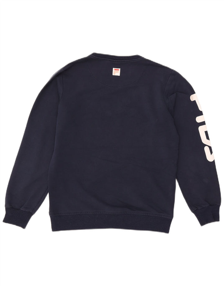 Fila - Sudadera gráfica para mujer (talla 40), poliéster, color azul marino