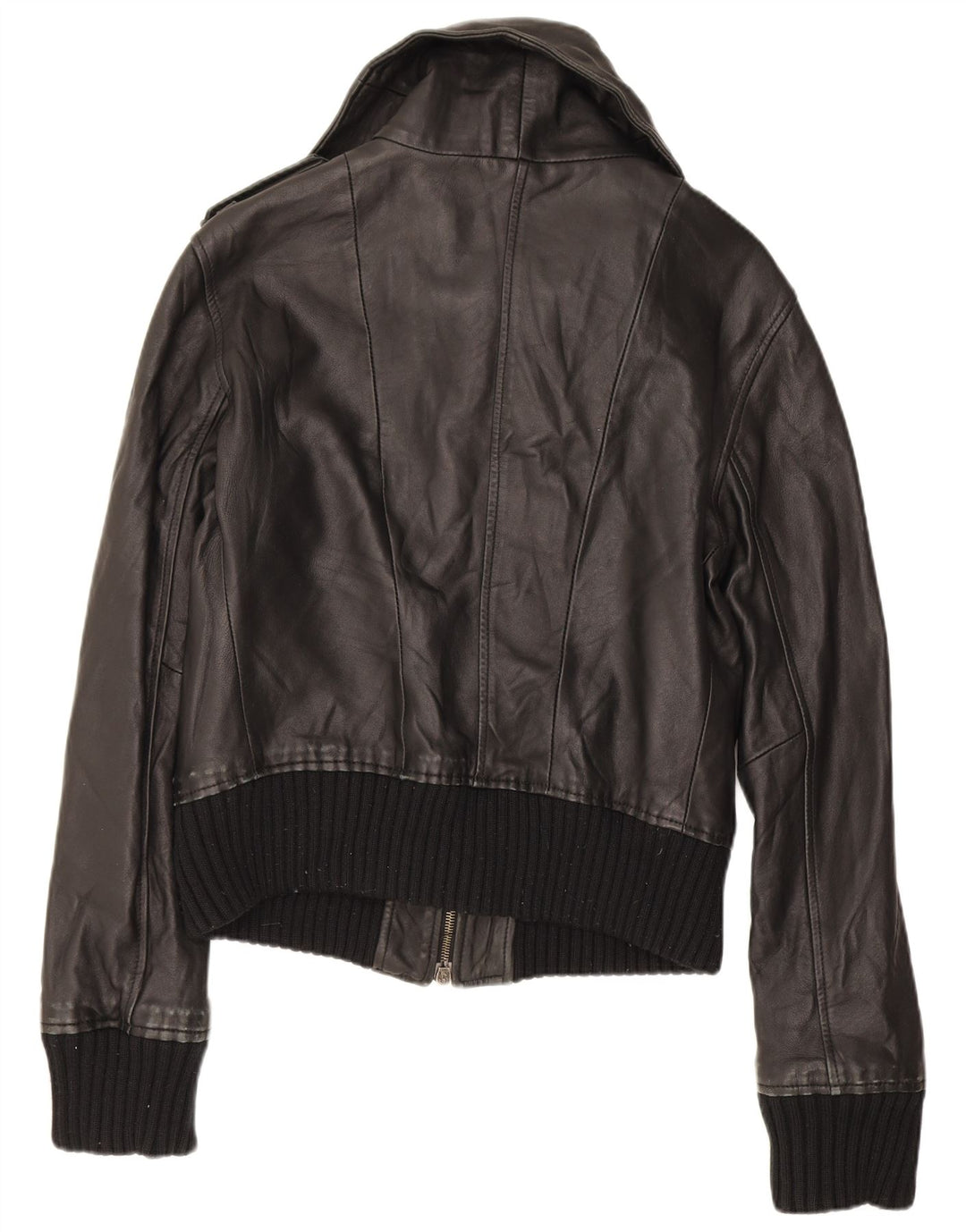 Zen - Chaqueta de piel militar para mujer IT 46 grande, color negro