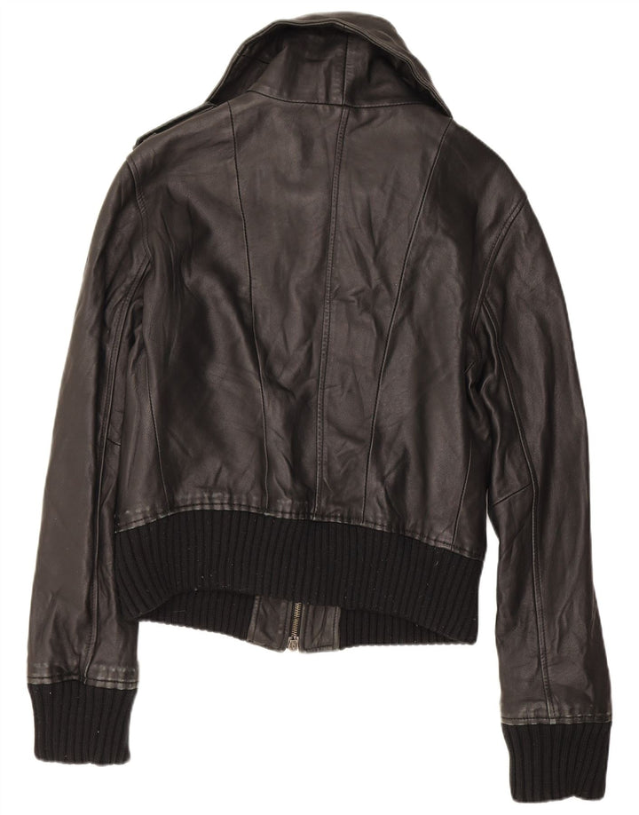 Zen - Chaqueta de piel militar para mujer IT 46 grande, color negro