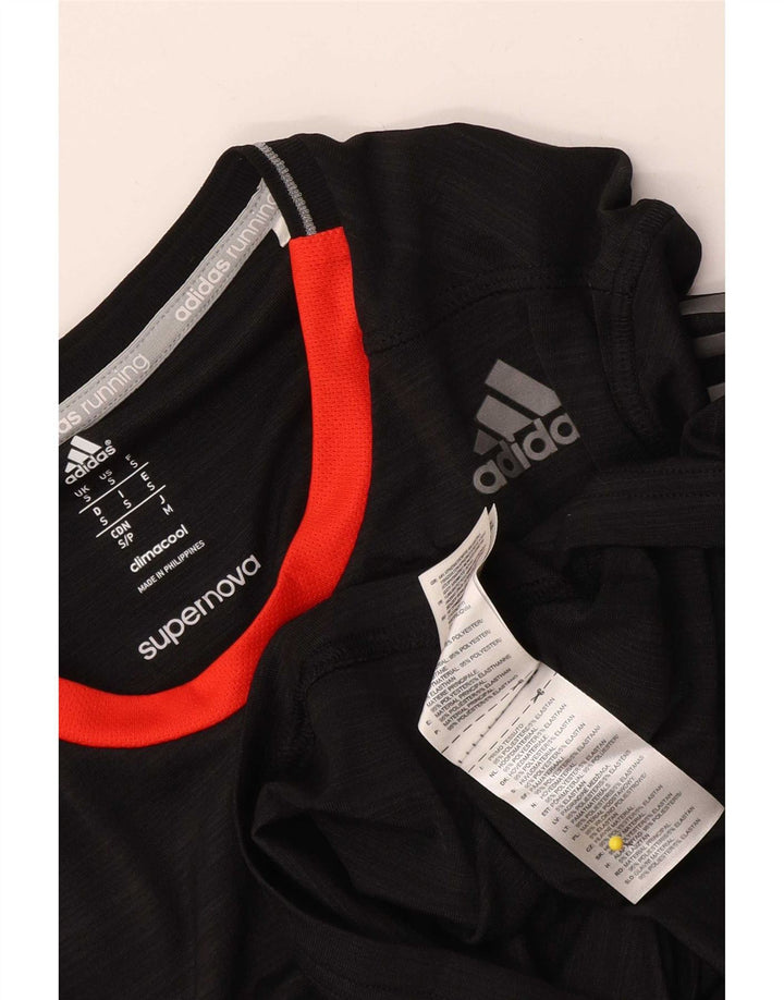 Adidas Mens Climacool Top Manga Larga Pequeño Negro Colorblock Poliéster