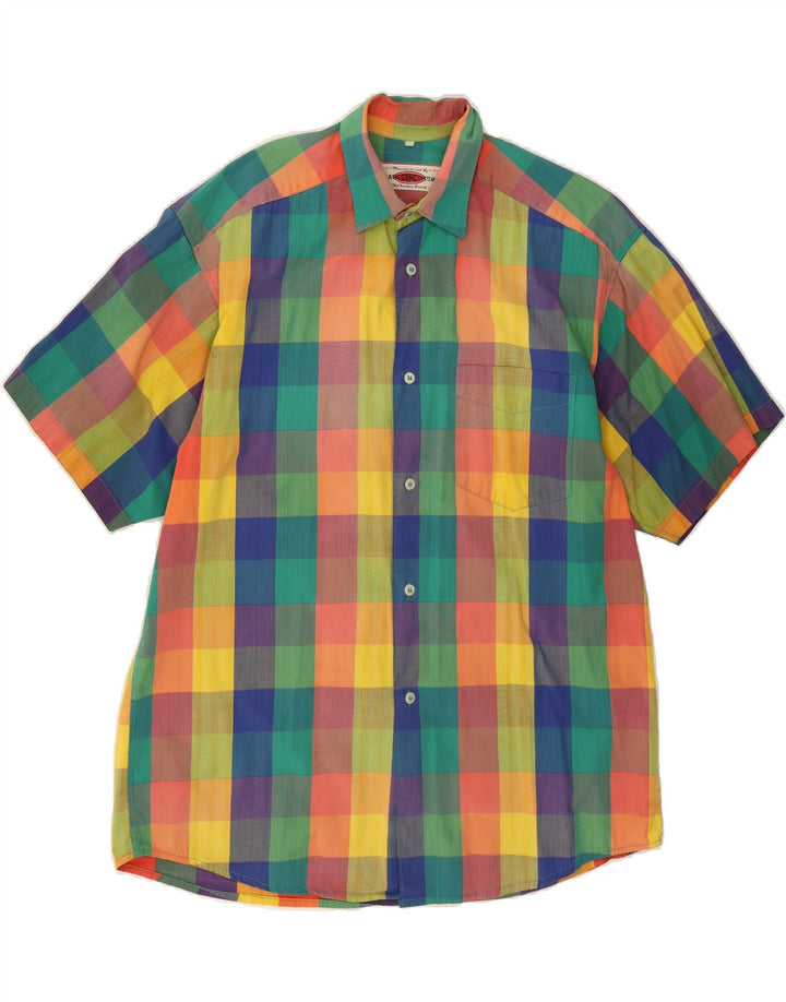 BASIC 3K SYSTEM  Mens Short Sleeve Shirt Large Multicoloured Check Cotton Vintage BASIC 3K SYSTEM and Second-Hand BASIC 3K SYSTEM from Messina Hembry 