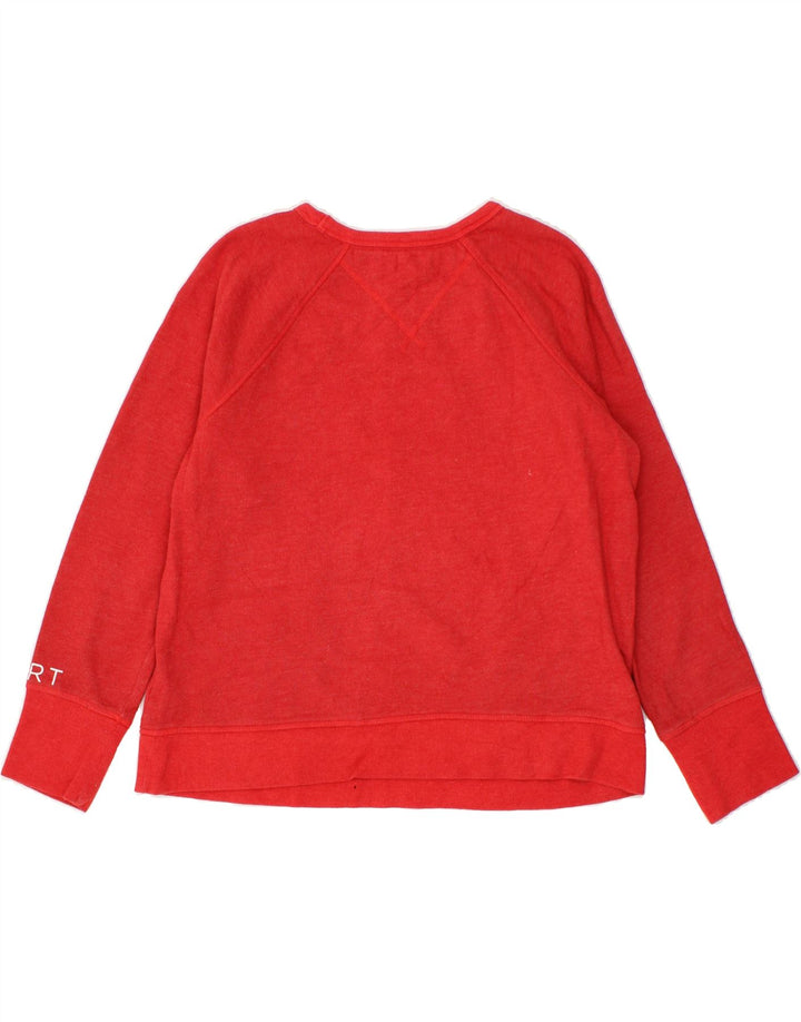 TOMMY HILFIGER Womens Sweatshirt Jumper UK 14 Medium Red Colourblock Vintage Tommy Hilfiger and Second-Hand Tommy Hilfiger from Messina Hembry 