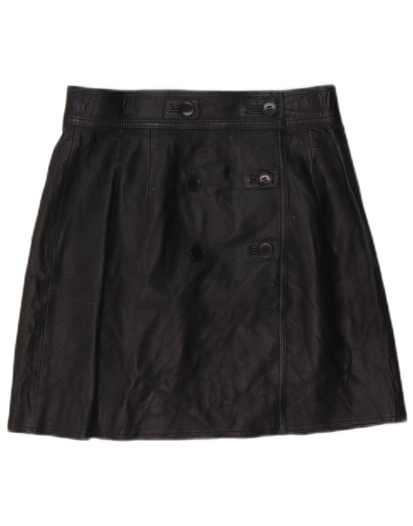 Falda de cuero vintage para mujer W28 Negro medio