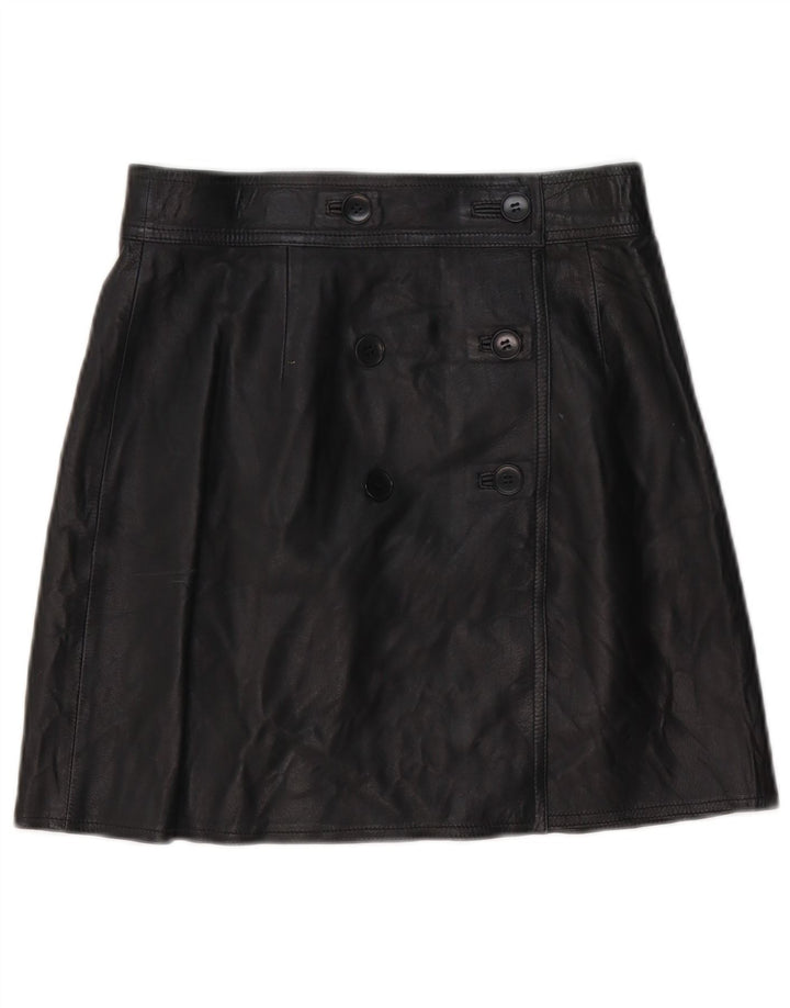 Falda de cuero vintage para mujer W28 Negro medio