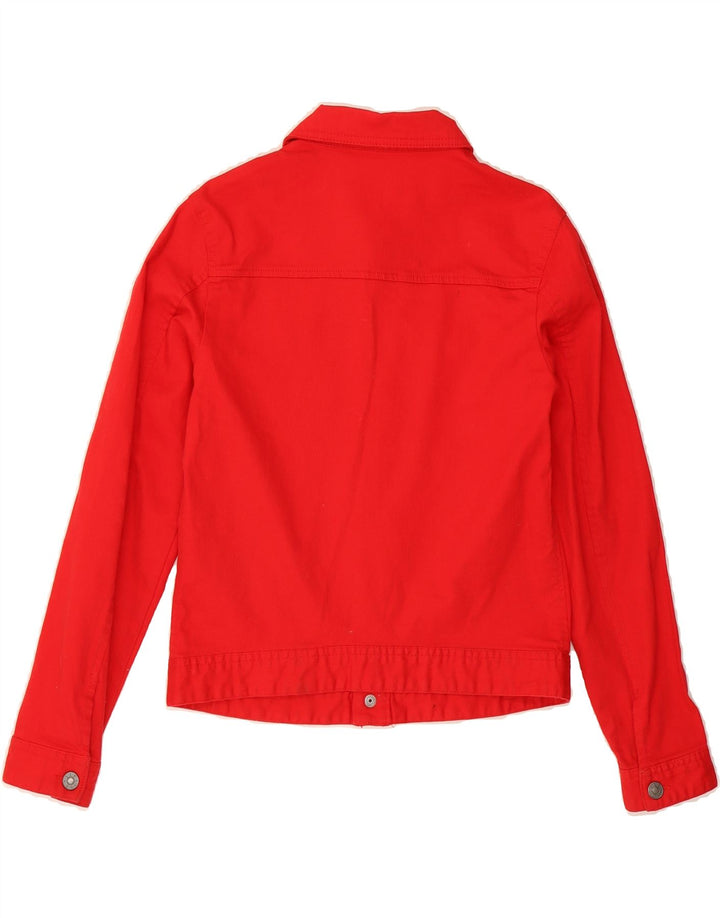 BENETTON Womens Crop Denim Jacket UK 10 Small Red Cotton Vintage Benetton and Second-Hand Benetton from Messina Hembry 