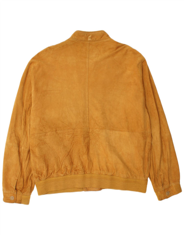 Daniel Hechter Chaqueta bomber de ante para hombre IT 54 2XL Cuero amarillo