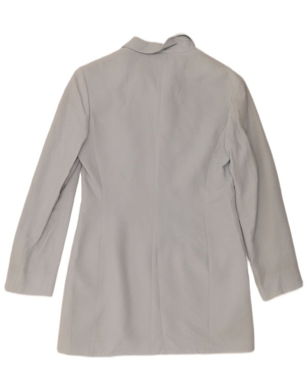 Marella Chaqueta tipo blazer larga con 4 botones para mujer UK 10 Small Blue Rayon