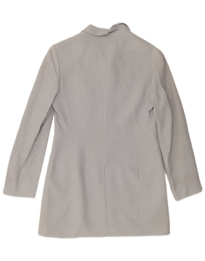 Marella Chaqueta tipo blazer larga con 4 botones para mujer UK 10 Small Blue Rayon