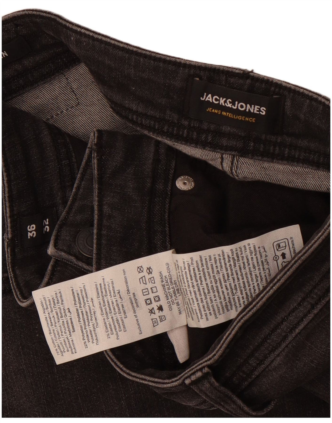Jack & Jones Hombre GLENN Slim Jeans W36 L32 Algodón Gris