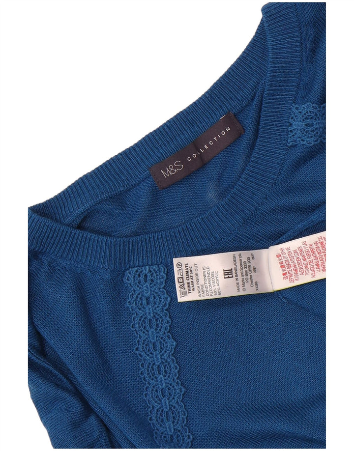 Marks & Spencer Jersey extragrande con cuello barco para mujer, talla 44, color azul medio