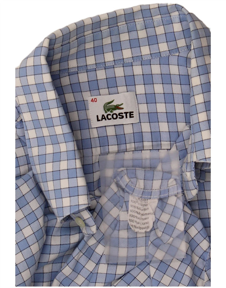 Camisa Lacoste Hombre Talla 40 Algodón Cuadros Azul Medio