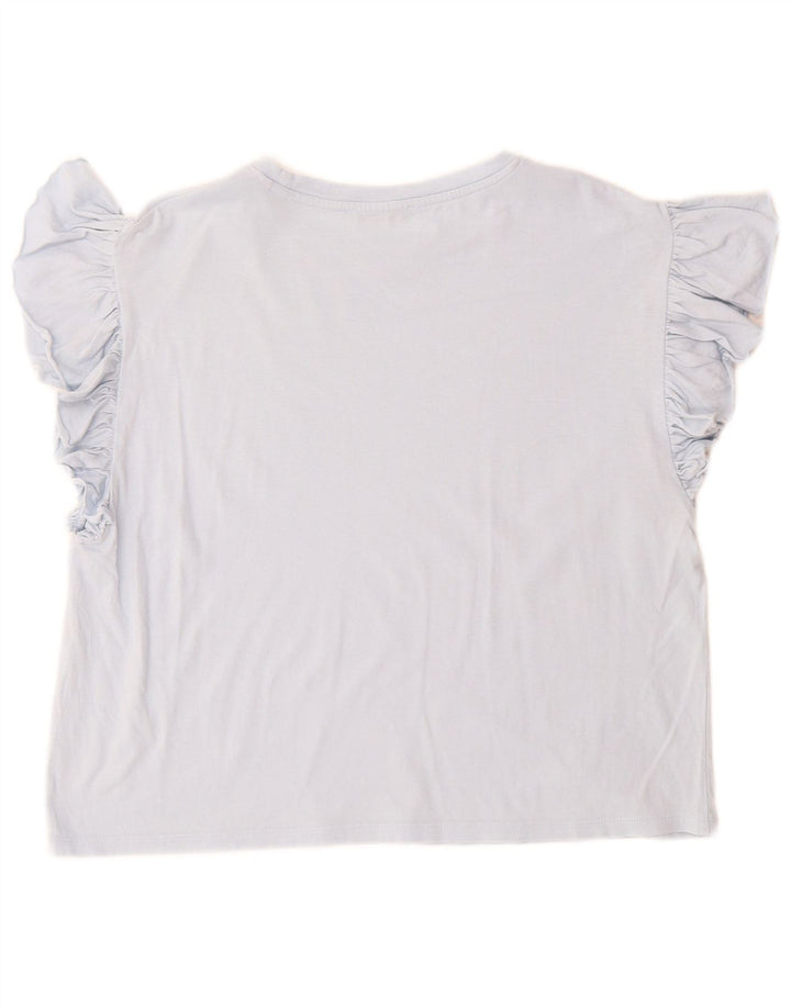 Zara Mujer Camiseta Top UK 44 Azul Medio