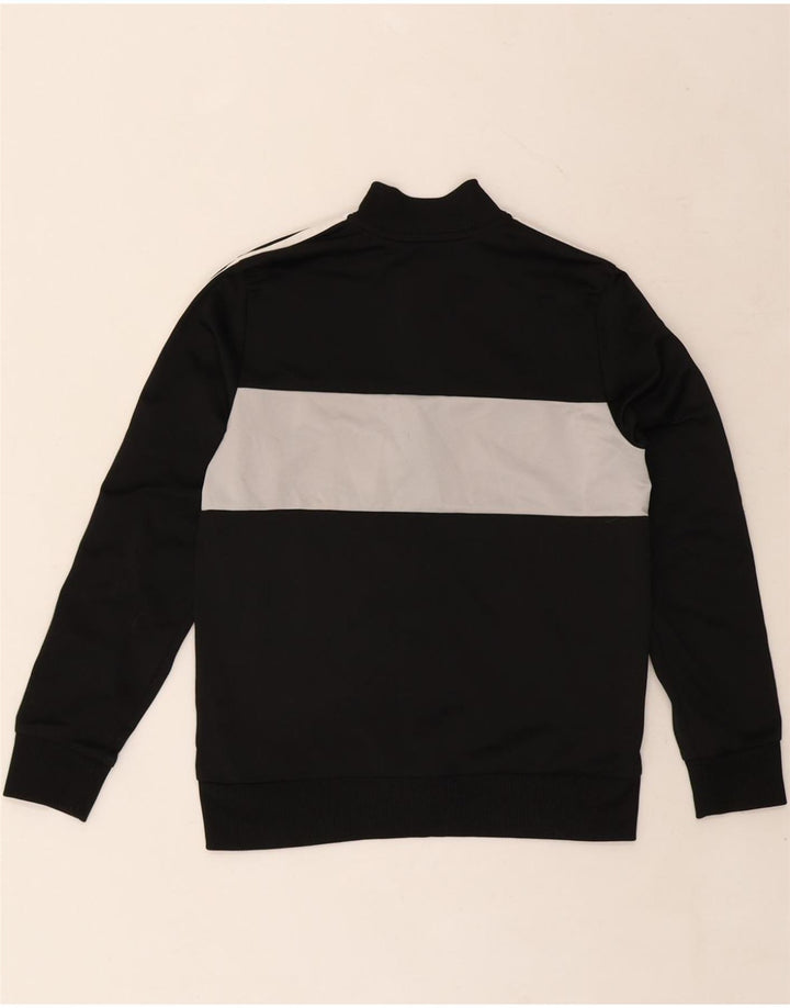 ADIDAS Boys Tracksuit Top Jacket 12-13 Years Black Colourblock Polyester