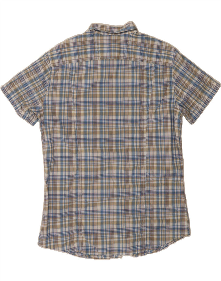 BENETTON Mens Short Sleeve Shirt Large Blue Check Vintage Benetton and Second-Hand Benetton from Messina Hembry 