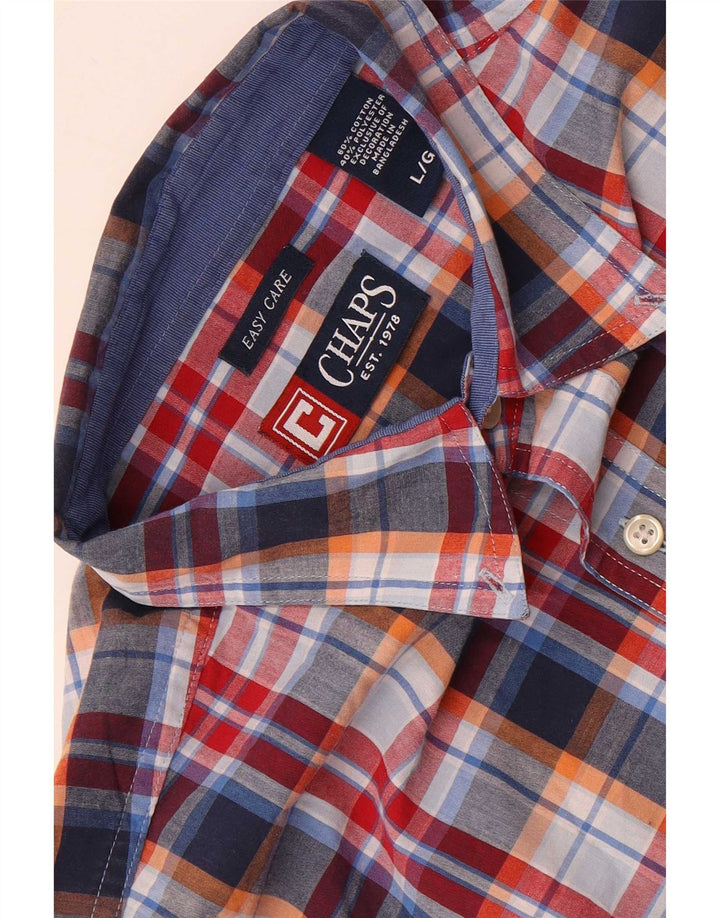 Chaps Camisa de manga corta para hombre de algodón a cuadros multicolor grande