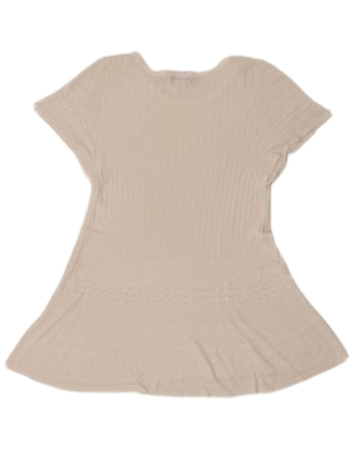 Max & Co. Vestido evasé de crochet transparente para mujer UK 10 Small White