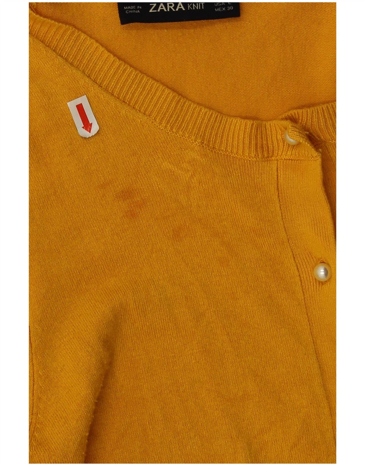 Zara Mujer Cárdigan Suéter UK 46 Grande Amarillo