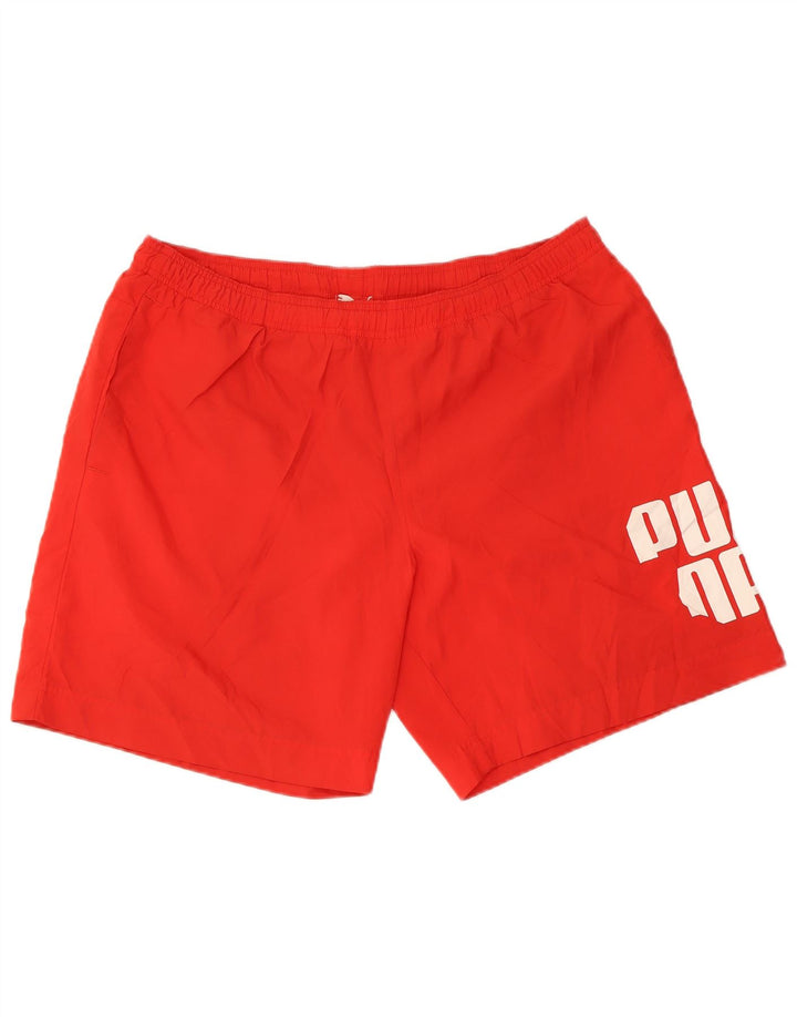 PUMA Pantalones cortos deportivos con gráficos para hombre, talla grande, rojo