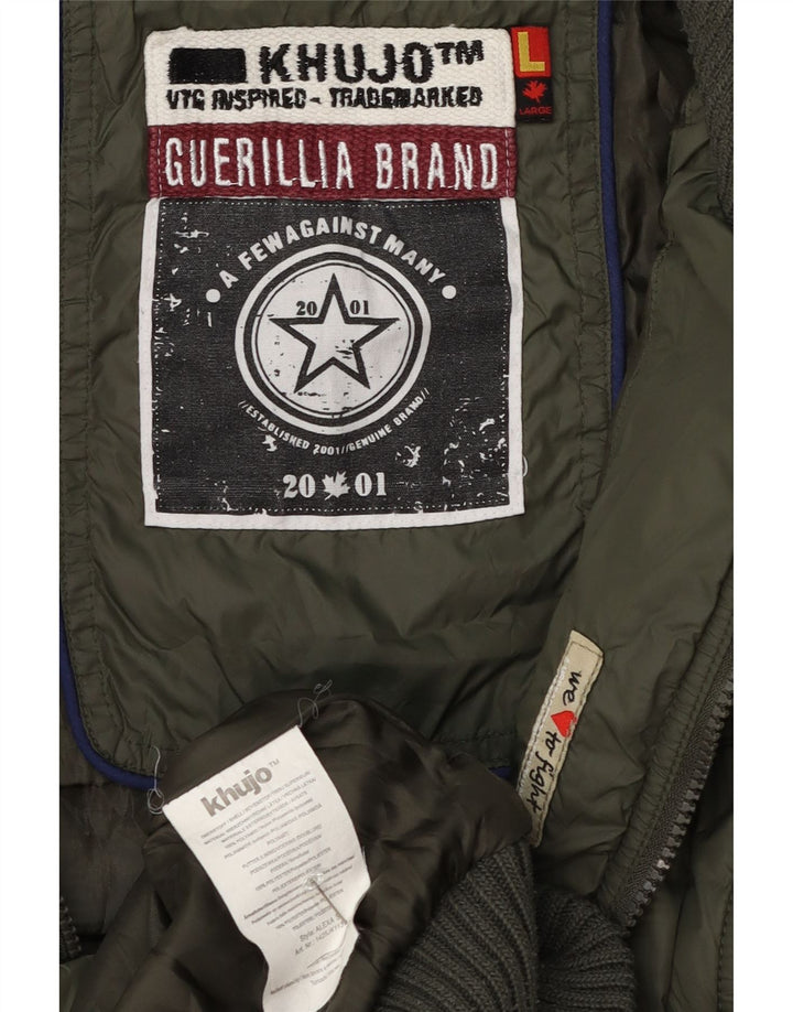 KHUJO Chaqueta acolchada con capucha para mujer UK 40 Grande Poliéster verde