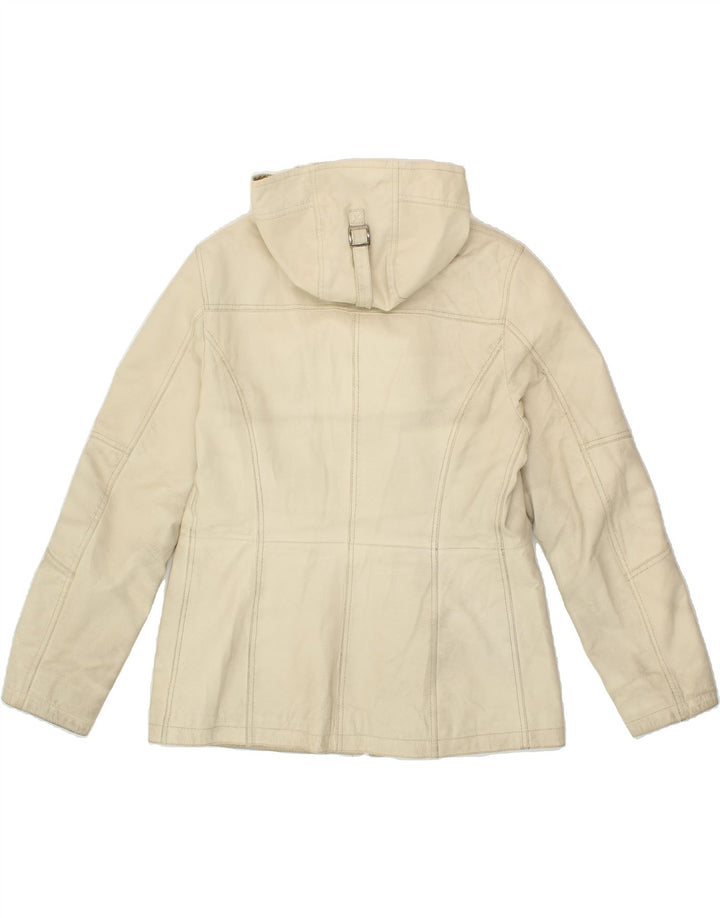 CONBIPEL Womens Hooded Leather Jacket IT 46 Large Beige Leather Vintage Conbipel and Second-Hand Conbipel from Messina Hembry 