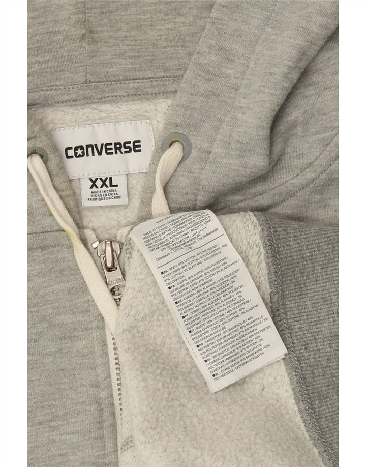 CONVERSE Suéter con capucha y cremallera para hombre 2XL Algodón gris