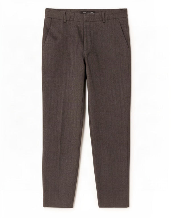 Zara Mujer Pantalón Chino Slim EU 36 XS W26 L28 Gris Espiga