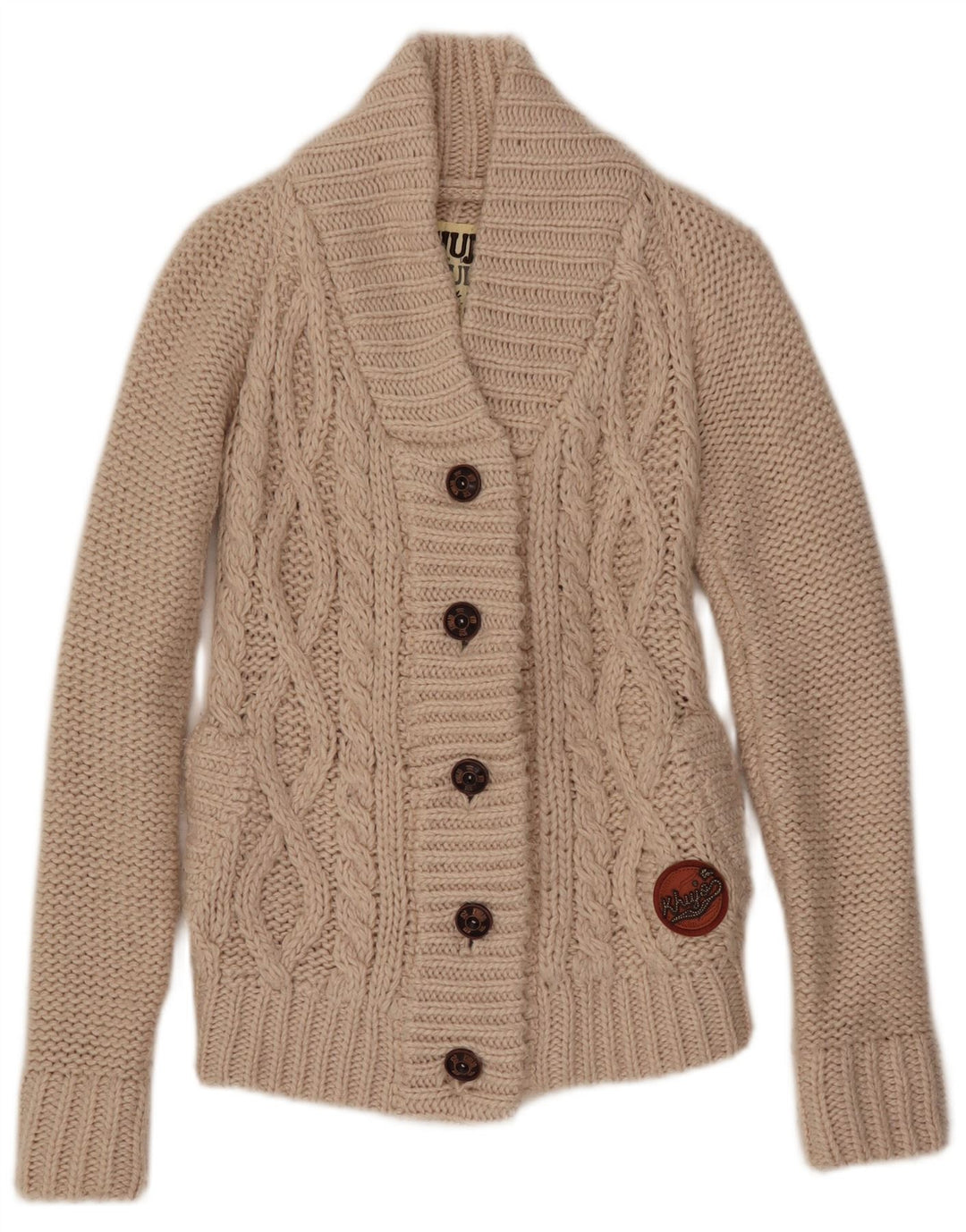 KHUJO Suéter Cárdigan para Mujer UK 8 Small Beige