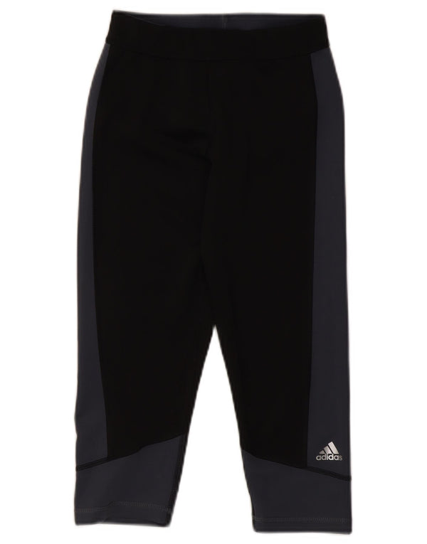 Adidas Leggings Capri para Mujer Reino Unido 8/10 Pequeño Negro Colorblock Poliéster