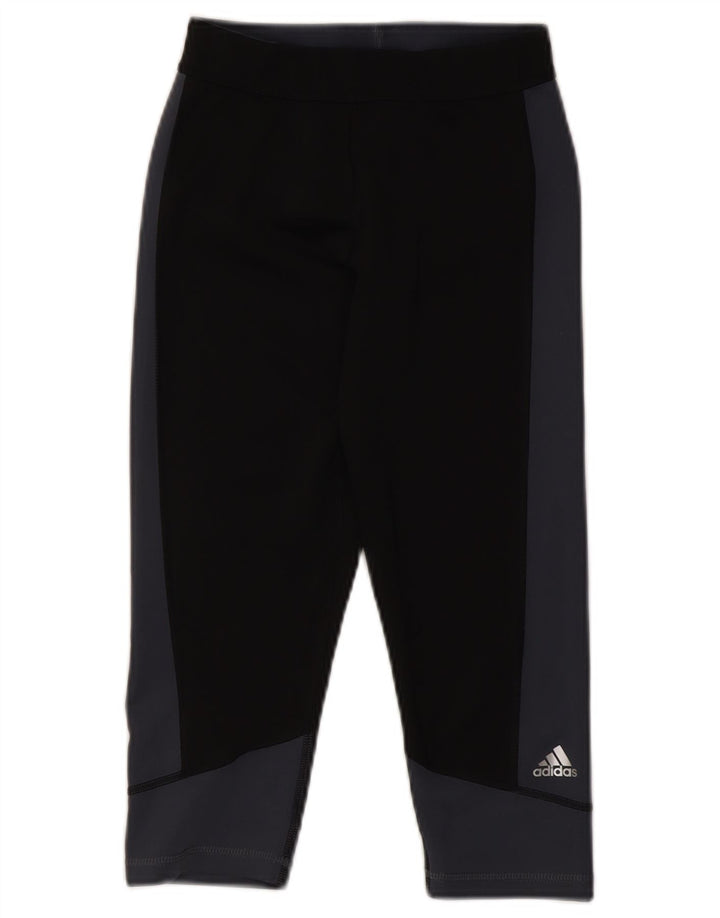 Adidas Leggings Capri para Mujer Reino Unido 8/10 Pequeño Negro Colorblock Poliéster