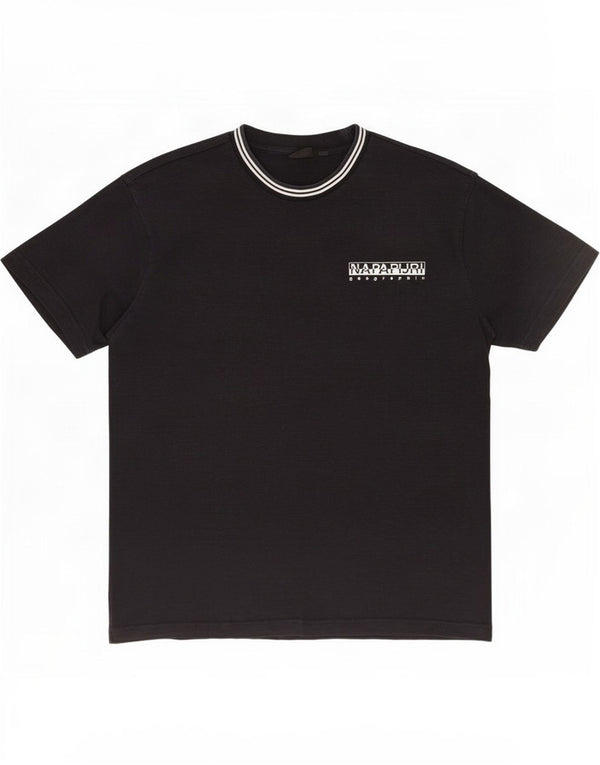 Napapijri Camiseta con gráfico geográfico para hombre Top mediano de algodón negro